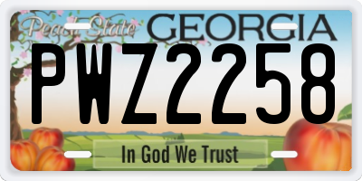GA license plate PWZ2258