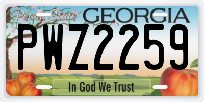GA license plate PWZ2259