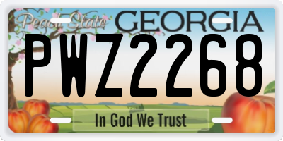 GA license plate PWZ2268