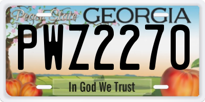 GA license plate PWZ2270