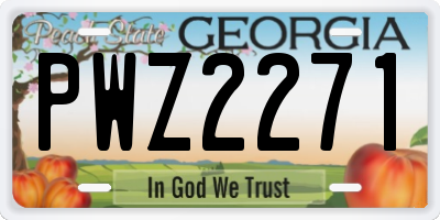 GA license plate PWZ2271
