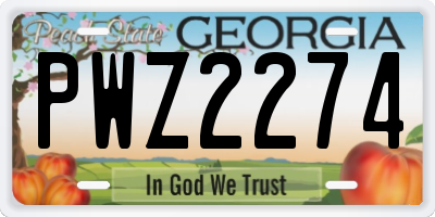 GA license plate PWZ2274