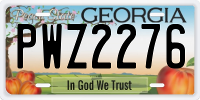 GA license plate PWZ2276