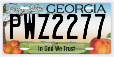 GA license plate PWZ2277