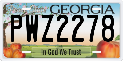 GA license plate PWZ2278