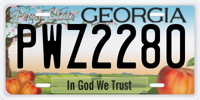 GA license plate PWZ2280