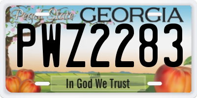 GA license plate PWZ2283