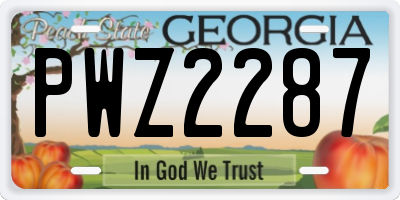 GA license plate PWZ2287
