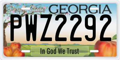 GA license plate PWZ2292