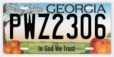 GA license plate PWZ2306