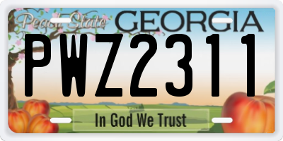 GA license plate PWZ2311
