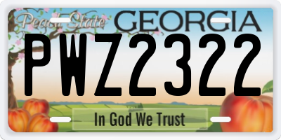 GA license plate PWZ2322