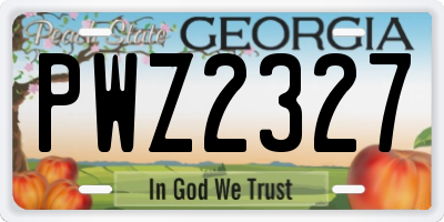 GA license plate PWZ2327