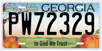 GA license plate PWZ2329