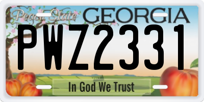 GA license plate PWZ2331