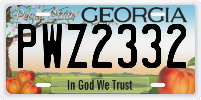 GA license plate PWZ2332