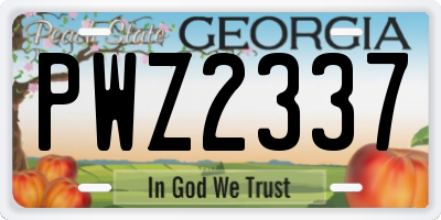 GA license plate PWZ2337