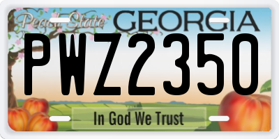 GA license plate PWZ2350
