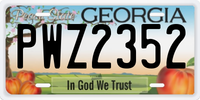 GA license plate PWZ2352
