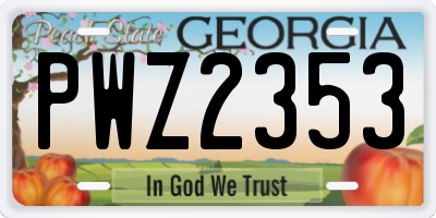 GA license plate PWZ2353