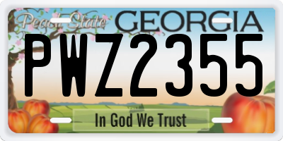 GA license plate PWZ2355