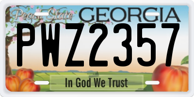 GA license plate PWZ2357