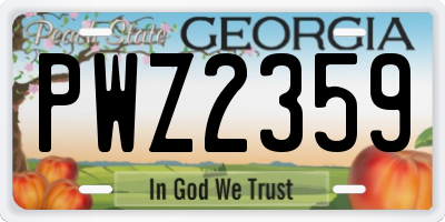 GA license plate PWZ2359