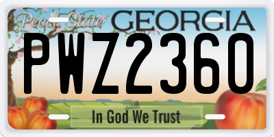 GA license plate PWZ2360