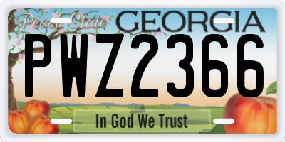 GA license plate PWZ2366