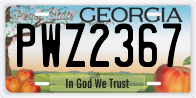 GA license plate PWZ2367