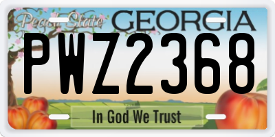 GA license plate PWZ2368