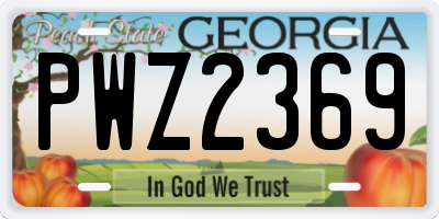 GA license plate PWZ2369