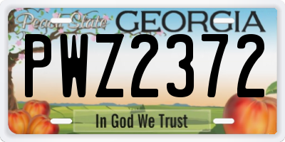 GA license plate PWZ2372