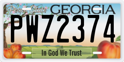 GA license plate PWZ2374