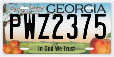 GA license plate PWZ2375