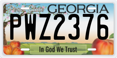 GA license plate PWZ2376