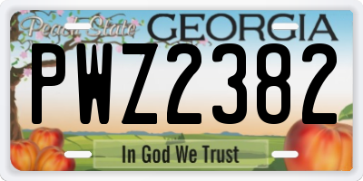 GA license plate PWZ2382