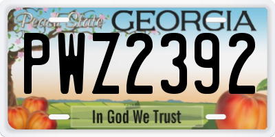 GA license plate PWZ2392
