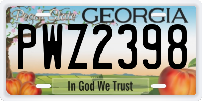 GA license plate PWZ2398