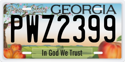 GA license plate PWZ2399