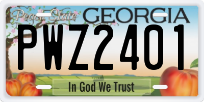 GA license plate PWZ2401
