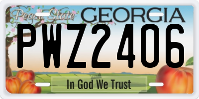GA license plate PWZ2406