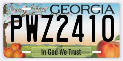 GA license plate PWZ2410