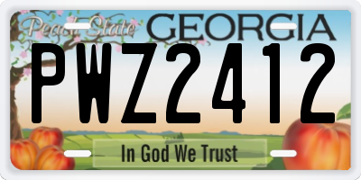 GA license plate PWZ2412
