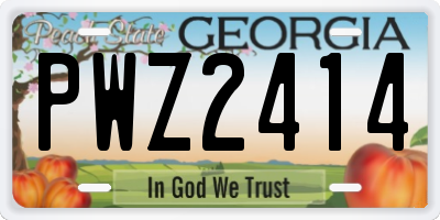 GA license plate PWZ2414
