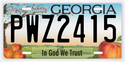 GA license plate PWZ2415