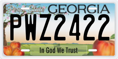 GA license plate PWZ2422