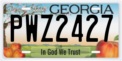 GA license plate PWZ2427
