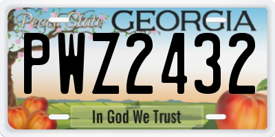 GA license plate PWZ2432