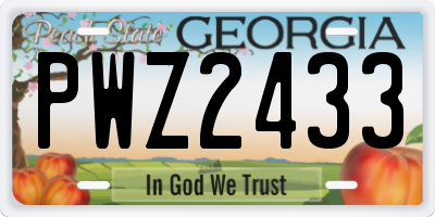 GA license plate PWZ2433